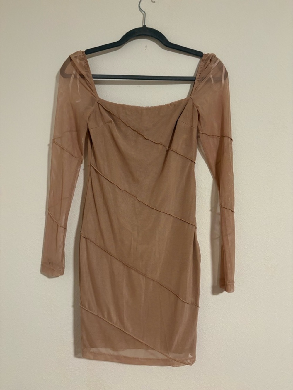 NWT Princess Polly Nude Long Sleeve Bodycon Dress Size US 4